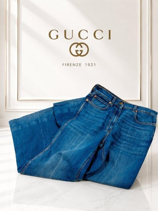 Gucci Pants - Authentic Gucci Blue Denim Flared Jeans Luxury Designer
